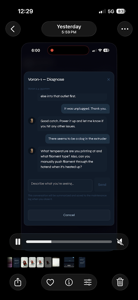 PrintDeck printer diagnosis — failure attribution showing which printer and material combinations are causing issues